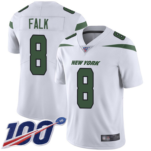 New York Jets Limited White Men Luke Falk Road Jersey NFL Football 8 100th Season Vapor Untouchable